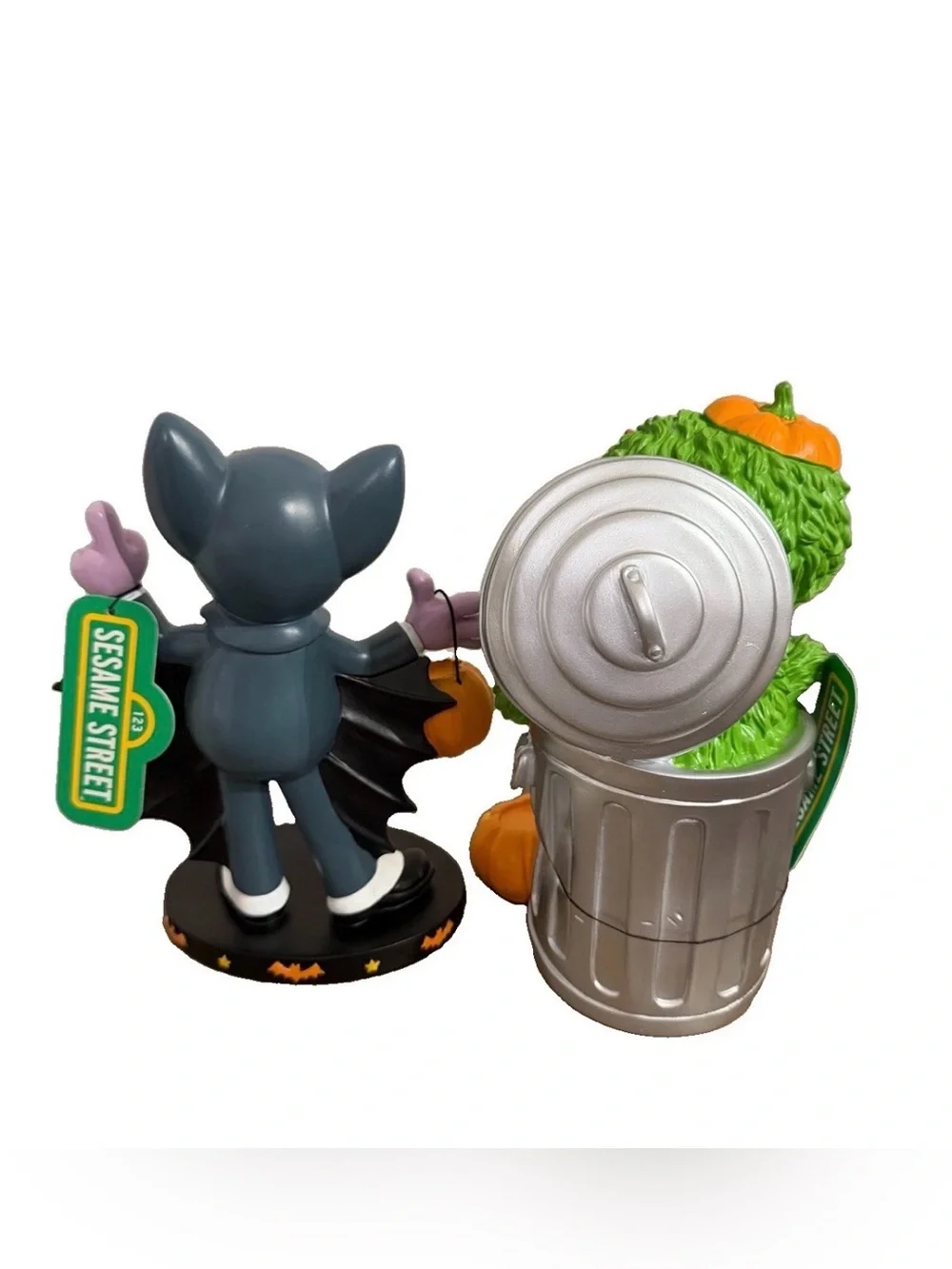 🎃 Sesame Street Halloween Count & Oscar the Grouch Resin Decor Figurine Set New
